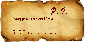Petyka Izidóra névjegykártya